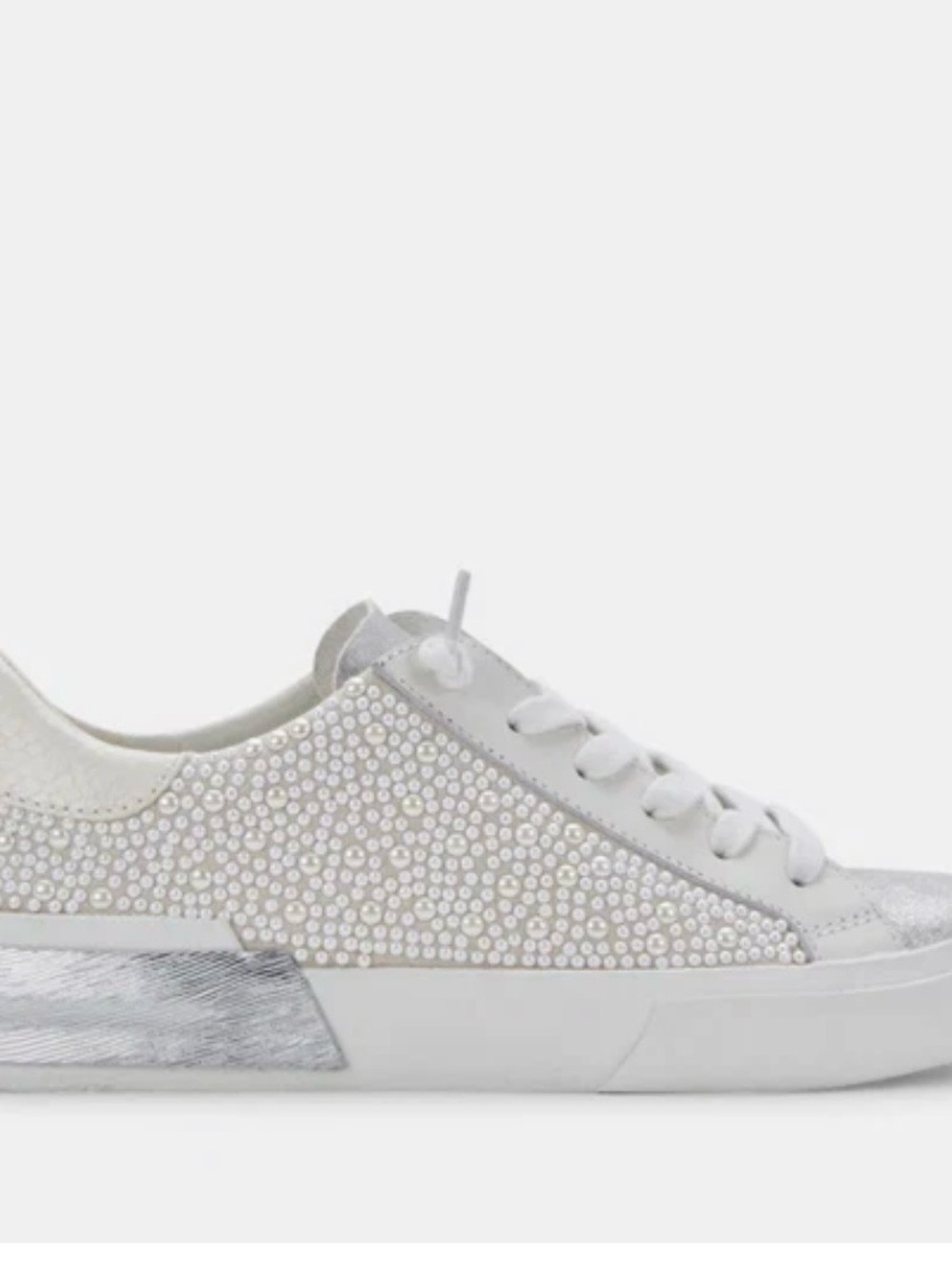 Dolce Vita Zina Women's White Pearl-Embellished Casual Sneakers